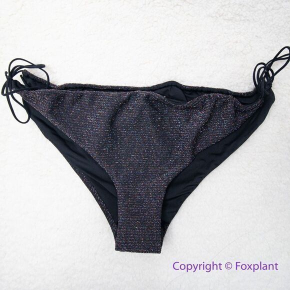 NEW  It’s Now Cool the gathered tie pant bikini bottom black lurex, size M - Picture 1 of 11